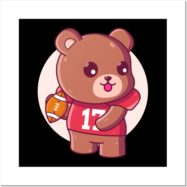 Brown Bear Rugby American Football Wall Art by Ardhsells